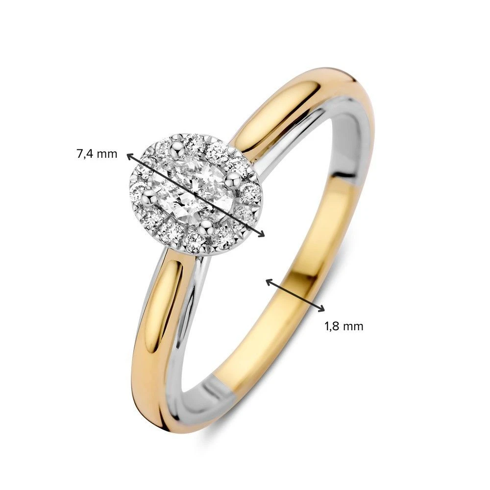 Ring bicolor briljant 0.32 crt. Maat 56