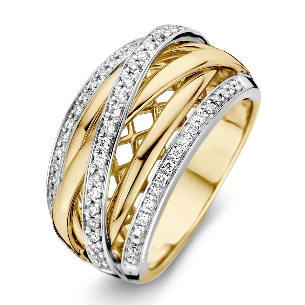 Ring bicolor briljant 0.34 crt. Maat 56