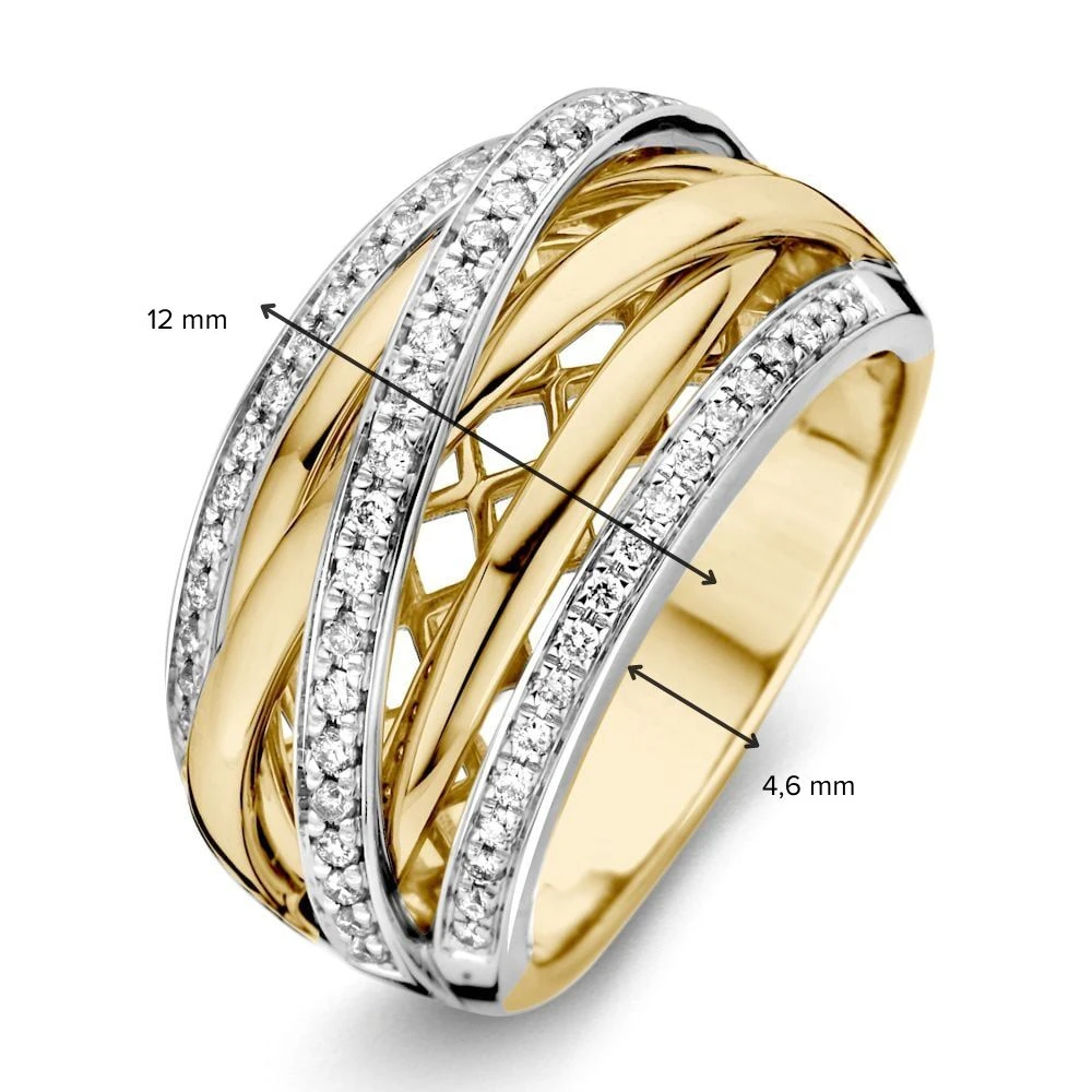 Ring bicolor briljant 0.34 crt. Maat 56