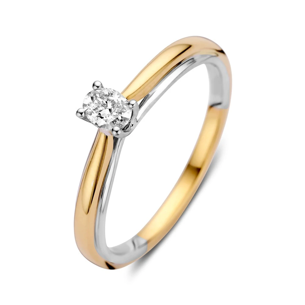 Ring bicolor diamant 0.19 crt. Maat 56