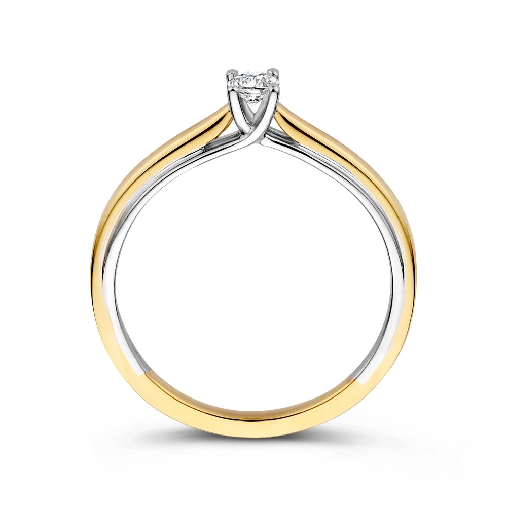Ring bicolor diamant 0.19 crt. Maat 56