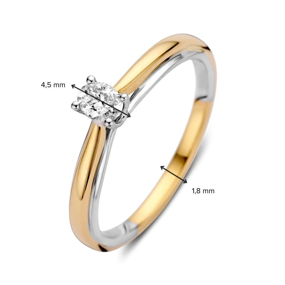 Ring bicolor diamant 0.19 crt. Maat 56