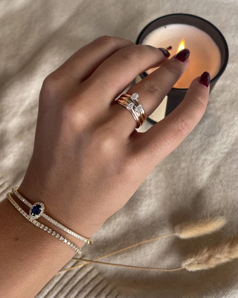 Ring bicolor diamant 0.19 crt. Maat 56