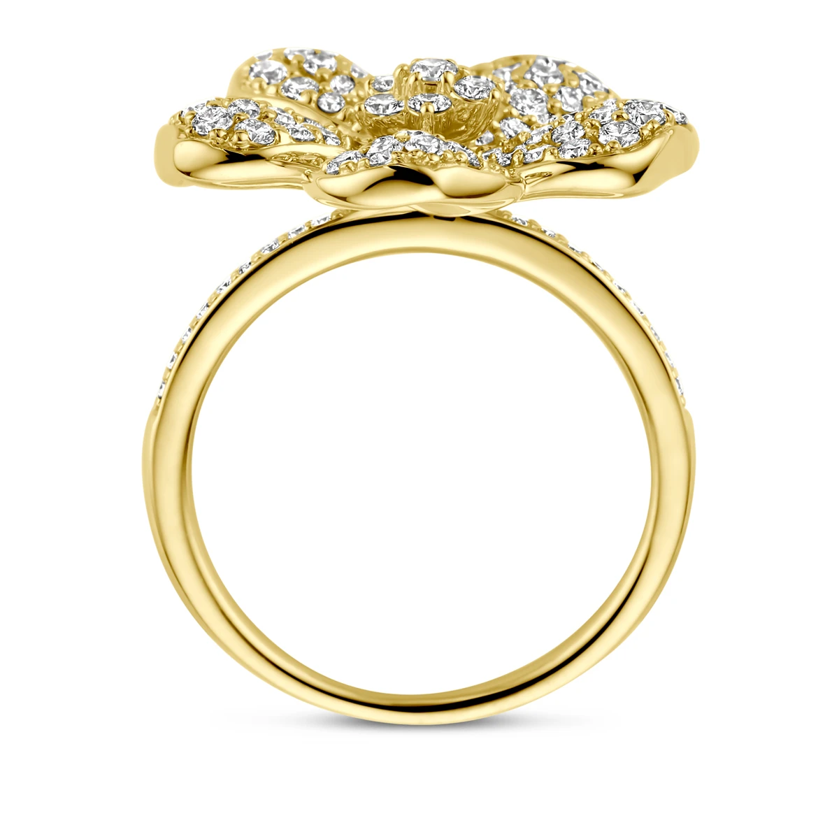 ring bloem diamant 1.50ct h si 14K geelgoud