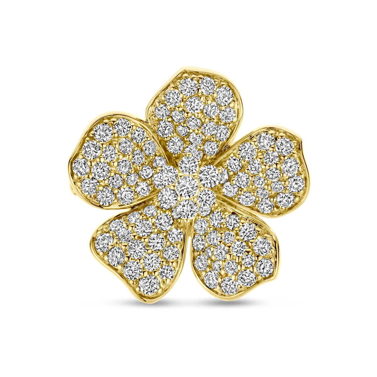 ring bloem diamant 1.50ct h si 14K geelgoud