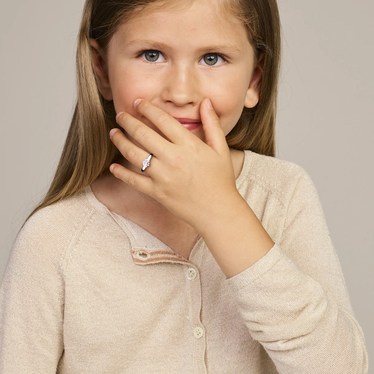 ring bloem roze zirkonia zilver gerhodineerd