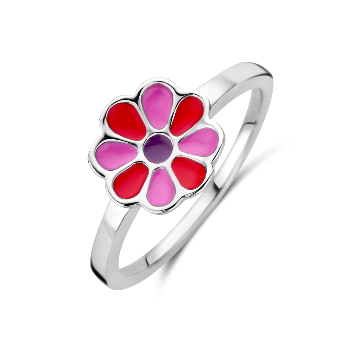 ring bloem zilver gerhodineerd