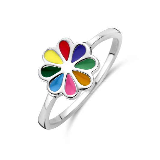 ring bloem zilver gerhodineerd