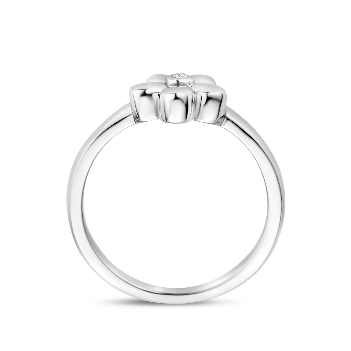 ring bloem zirkonia zilver gerhodineerd