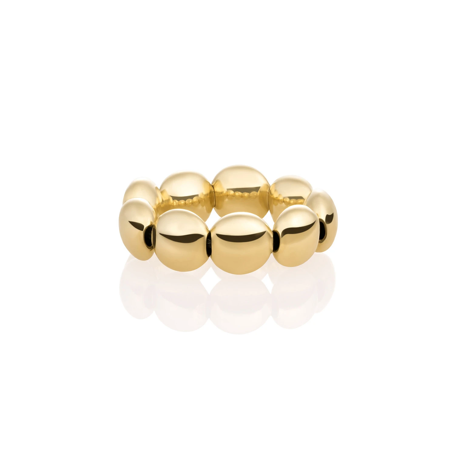 Ring | Bubble Beads Flat -  Gold - 7mm