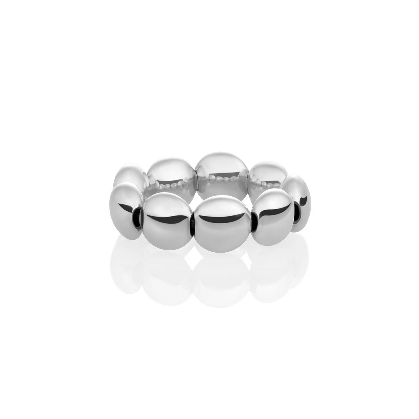 Ring | Bubble Beads Flat -  Silver - 7mm