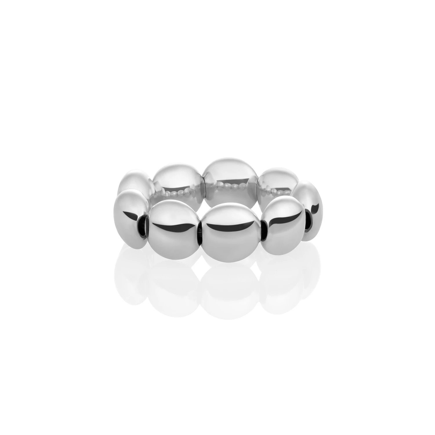 Ring | Bubble Beads Flat -  Silver - 7mm