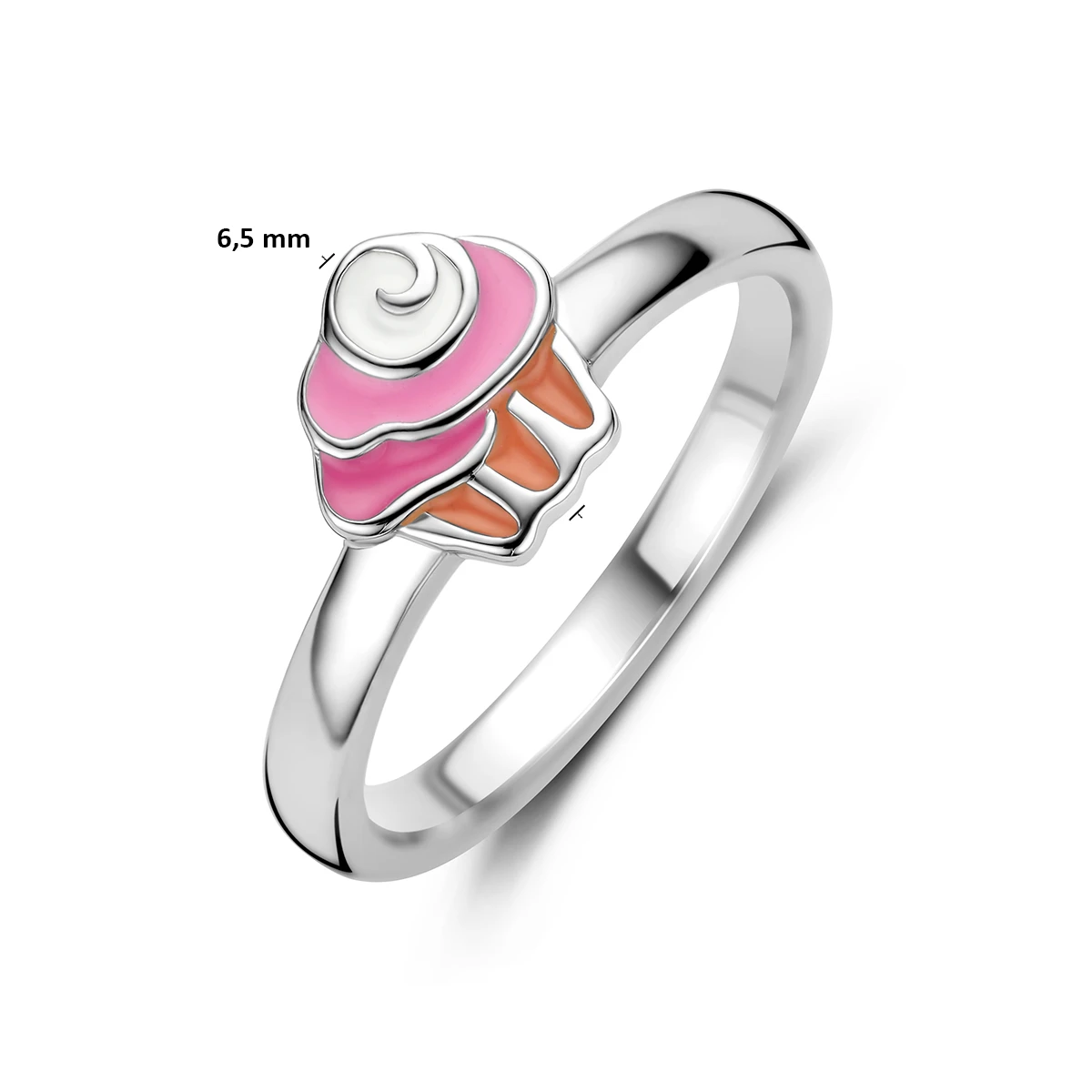 ring cupcake emaille zilver gerhodineerd