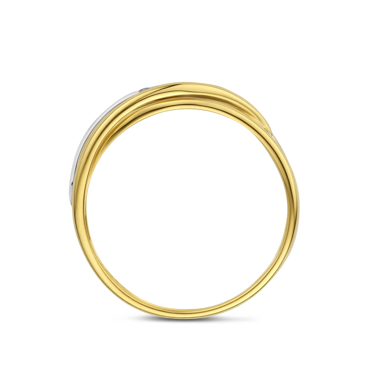 ring diamant 0.02ct  h si 14K bicolor goud geel/wit