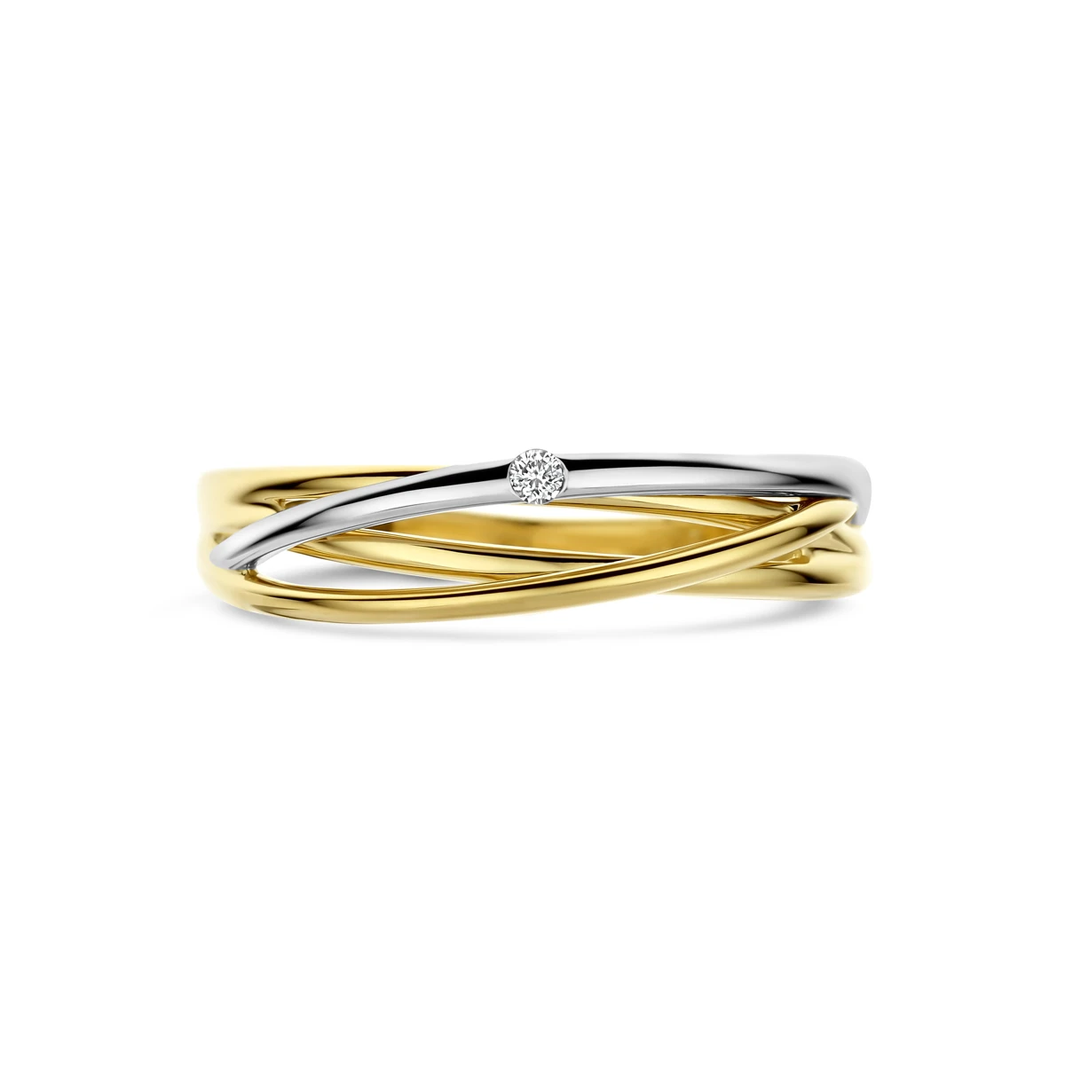 ring diamant 0.02ct  h si 14K bicolor goud geel/wit