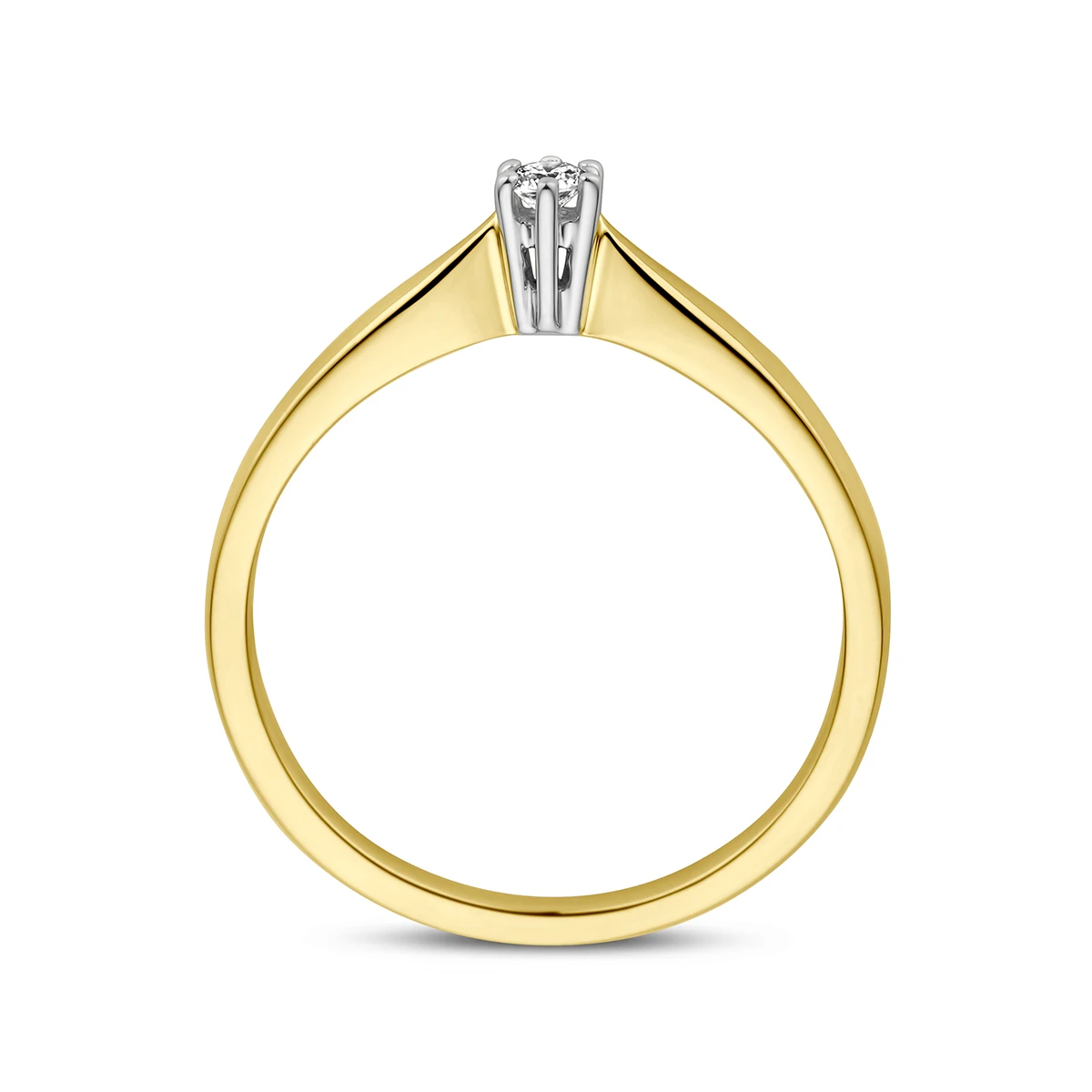 ring diamant 0.05ct h si 14K bicolor goud geel/wit