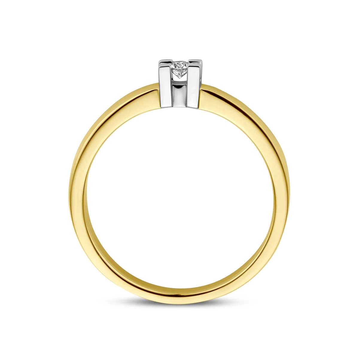 ring diamant 0.05ct h si 14K bicolor goud geel/wit