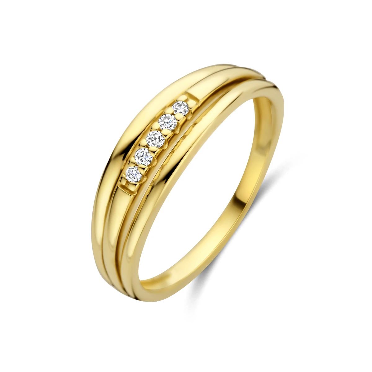 ring diamant 0.05ct h si 14K geelgoud