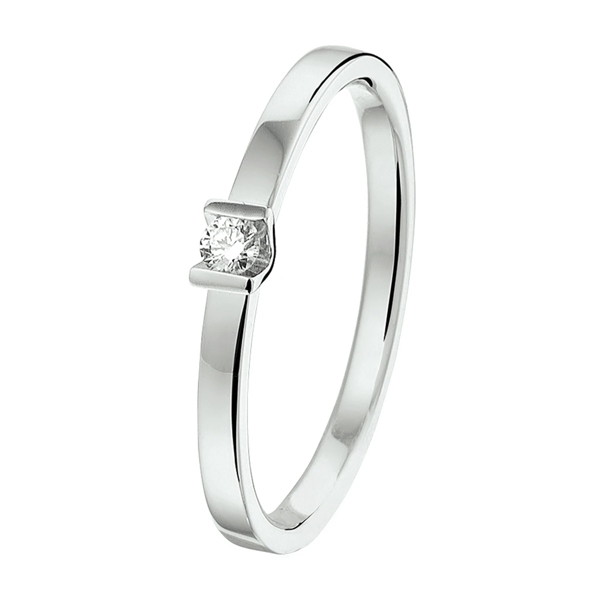 ring diamant 0.05ct h si 14K witgoud met palladium