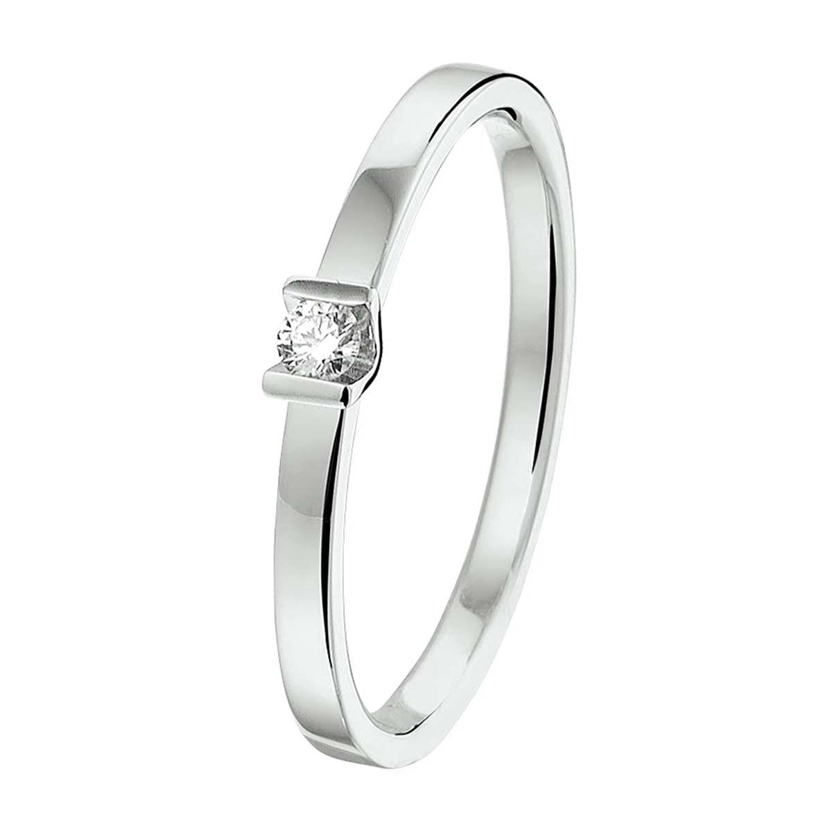 ring diamant 0.05ct h si 14K witgoud met palladium