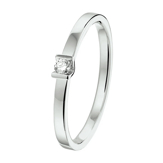 ring diamant 0.05ct h si 14K witgoud met palladium