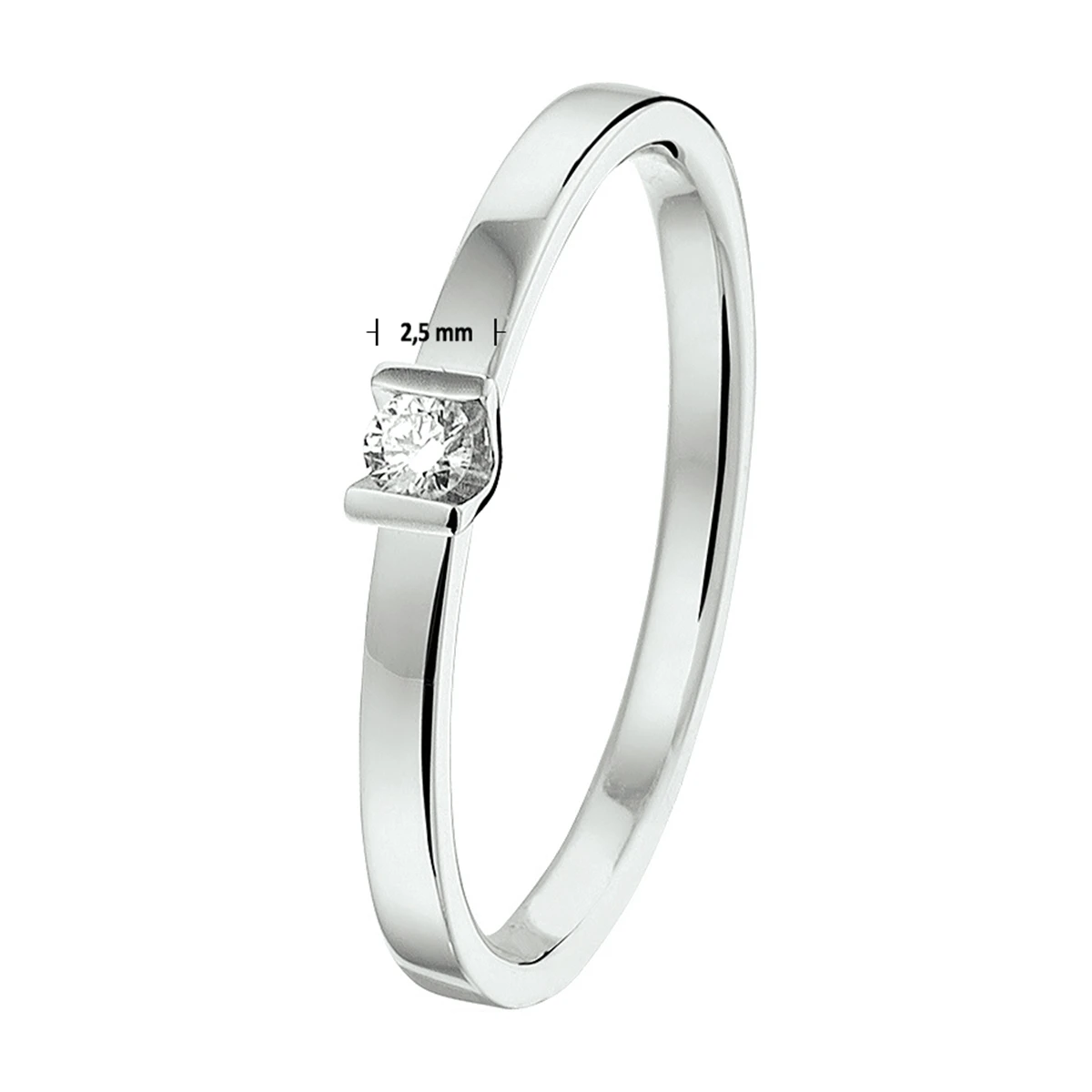 ring diamant 0.05ct h si 14K witgoud met palladium