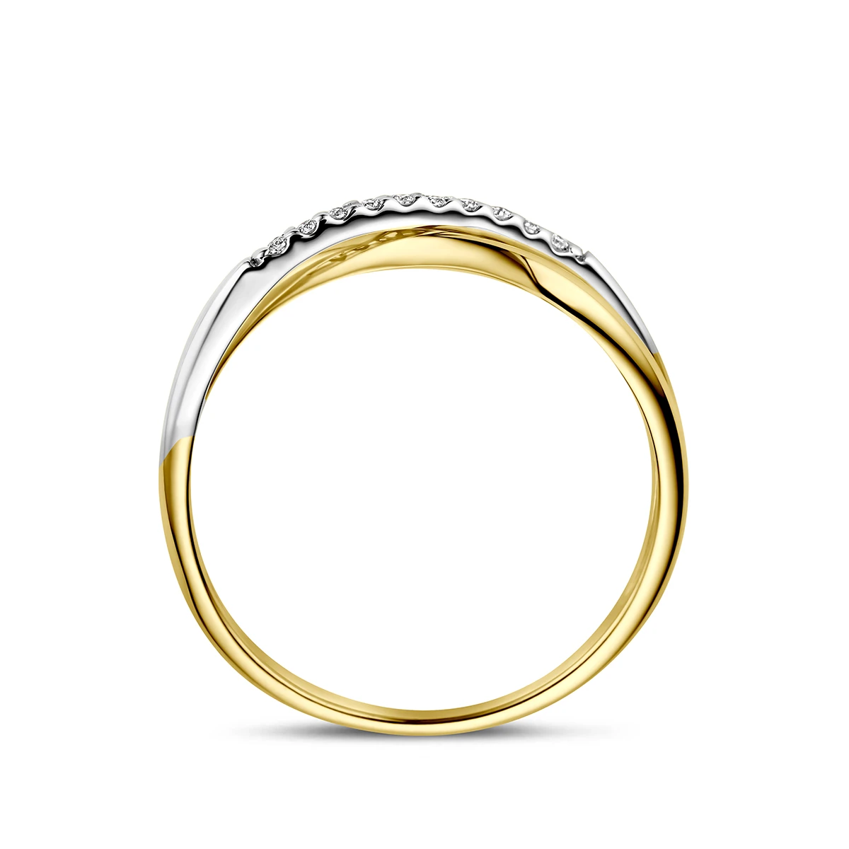 ring diamant 0.06ct h si 14K bicolor goud geel/wit