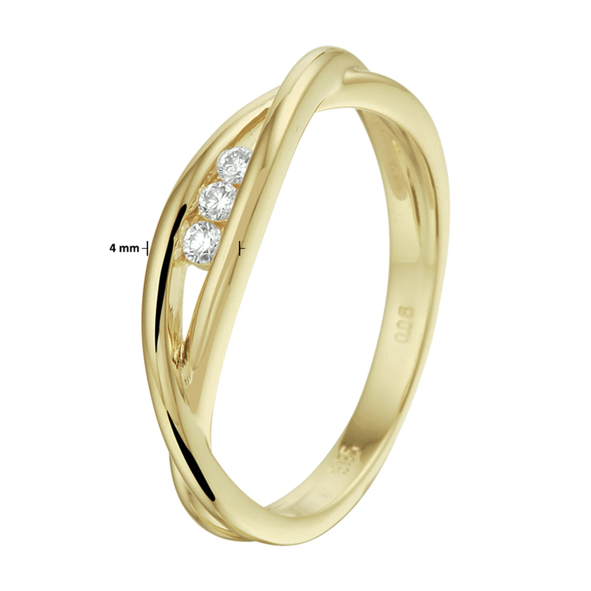 ring diamant 0.06ct h si 14K geelgoud