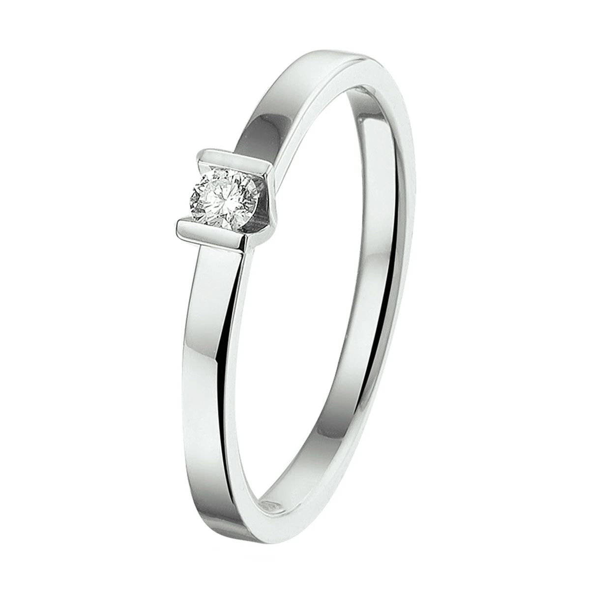 ring diamant 0.075ct h si 14K witgoud met palladium