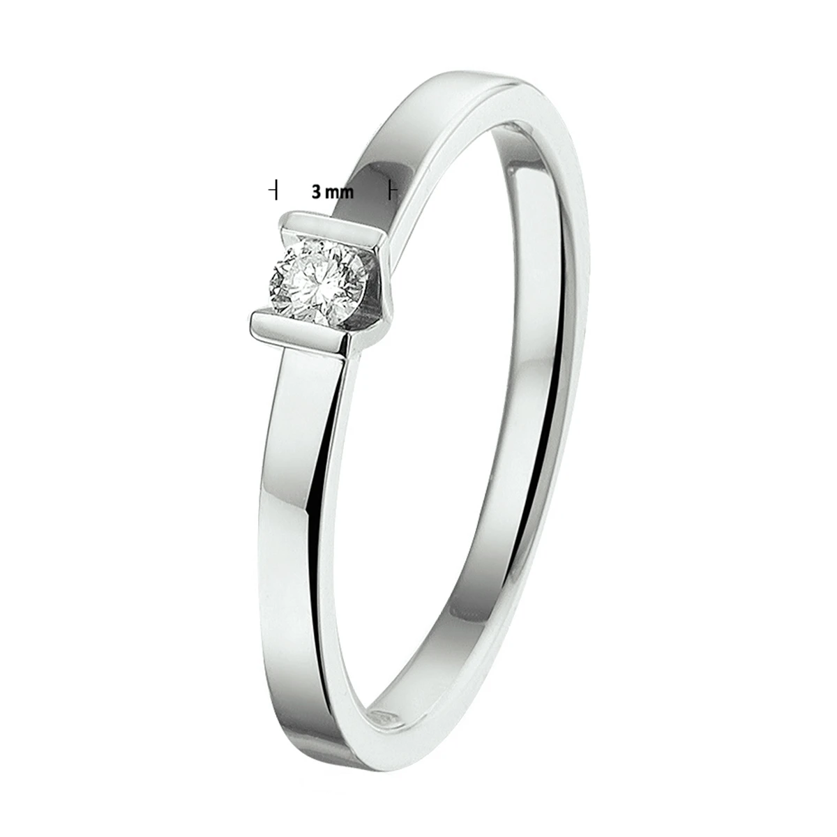 ring diamant 0.075ct h si 14K witgoud met palladium