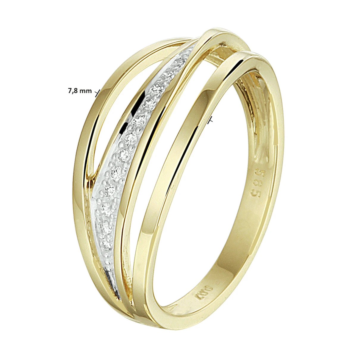 ring diamant 0.07ct h si 14K geelgoud