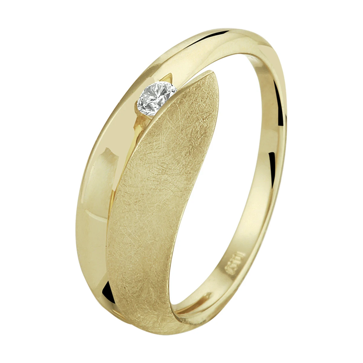 ring diamant 0.07ct h si 14K geelgoud