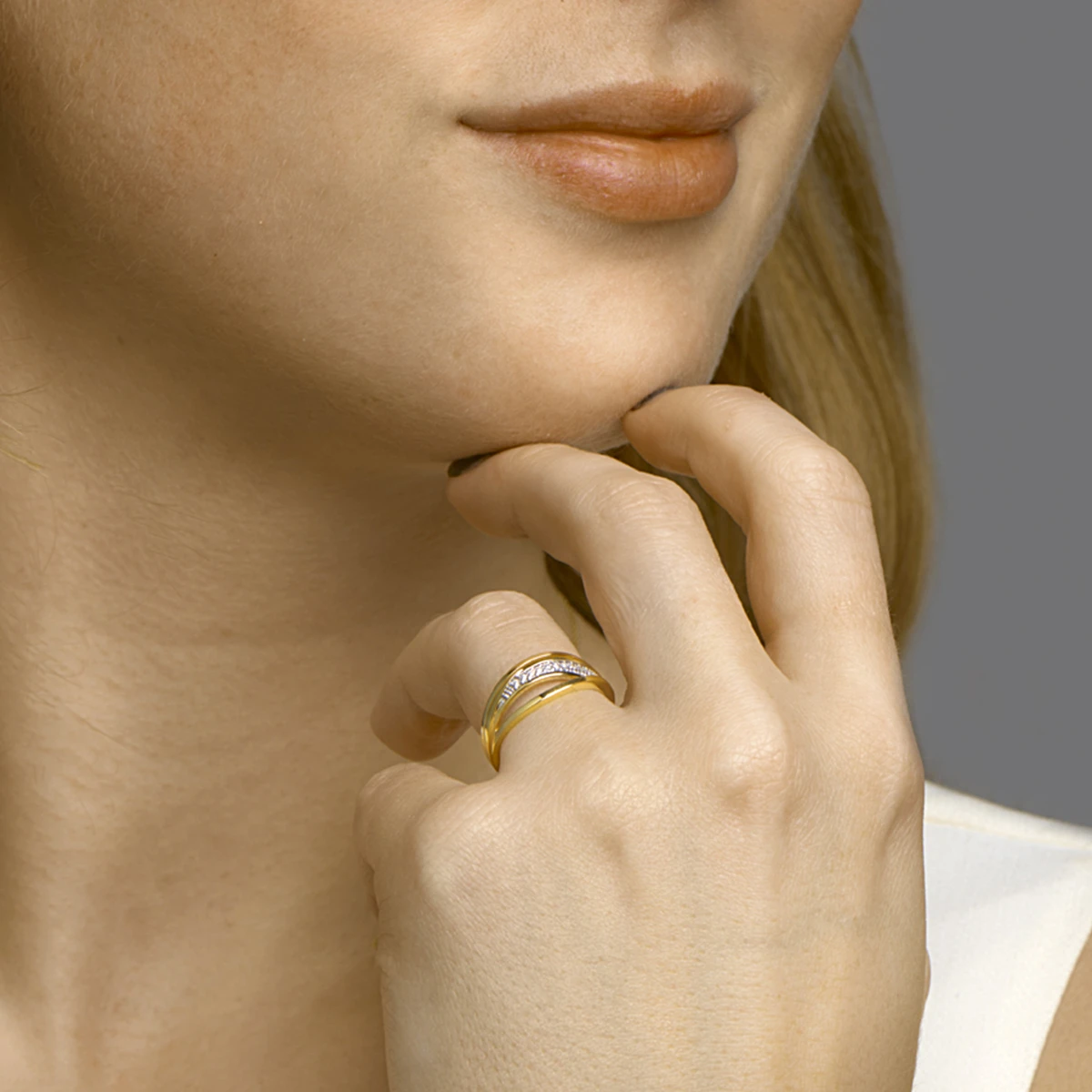 ring diamant 0.07ct h si 14K geelgoud