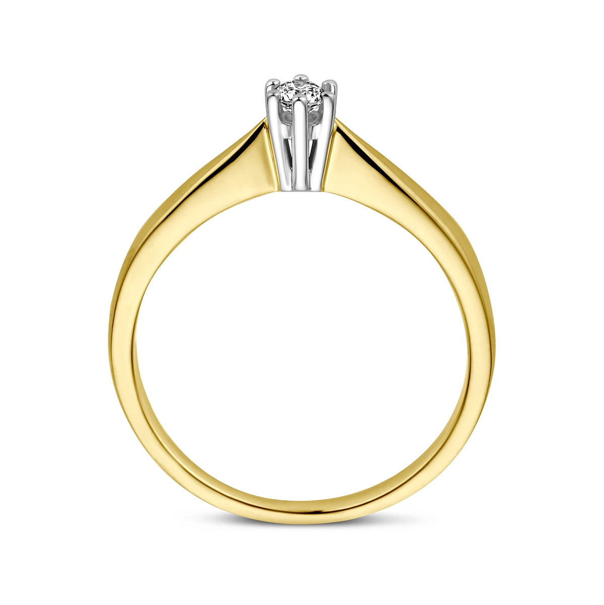 ring diamant 0.08ct h si 14K bicolor goud geel/wit