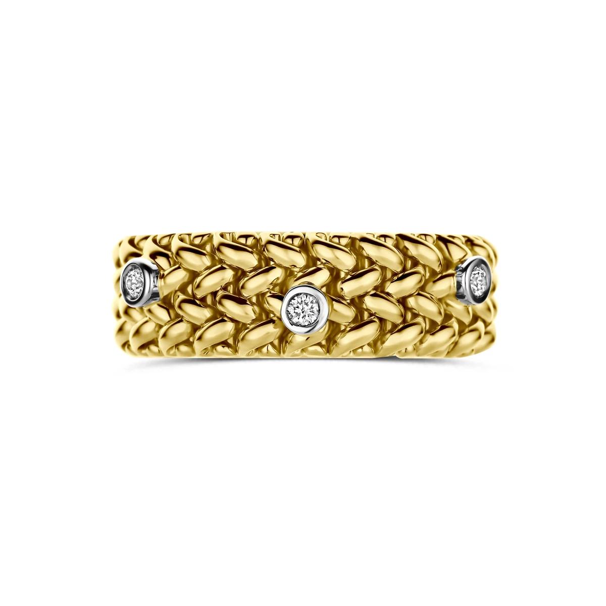 ring diamant 0.09ct g vs 14K bicolor goud geel/wit