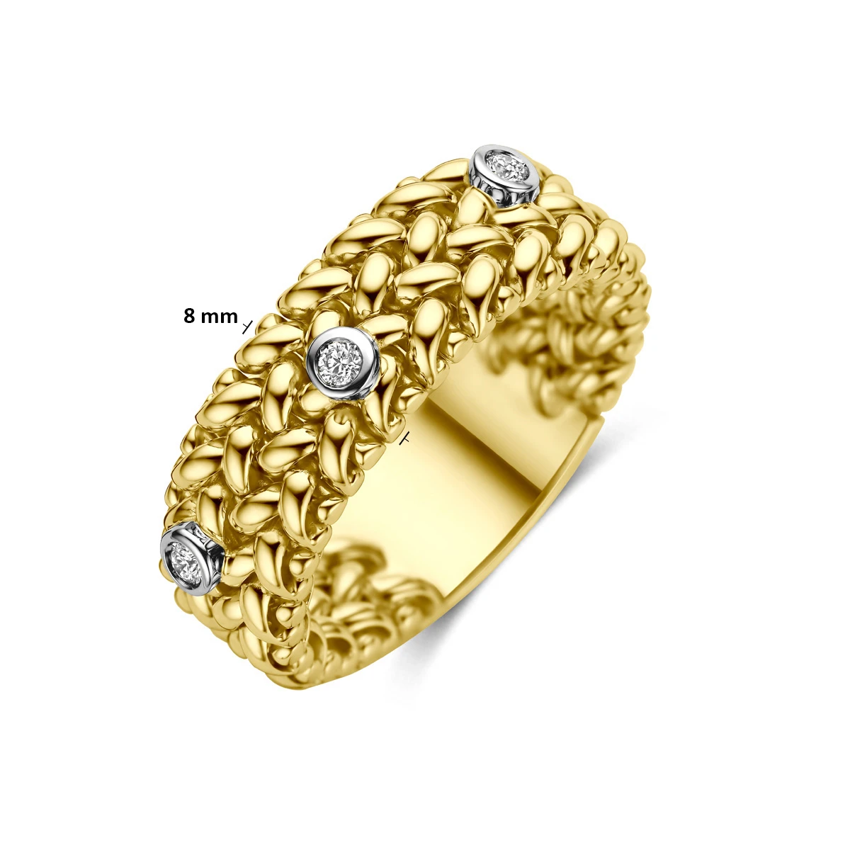 ring diamant 0.09ct g vs 14K bicolor goud geel/wit