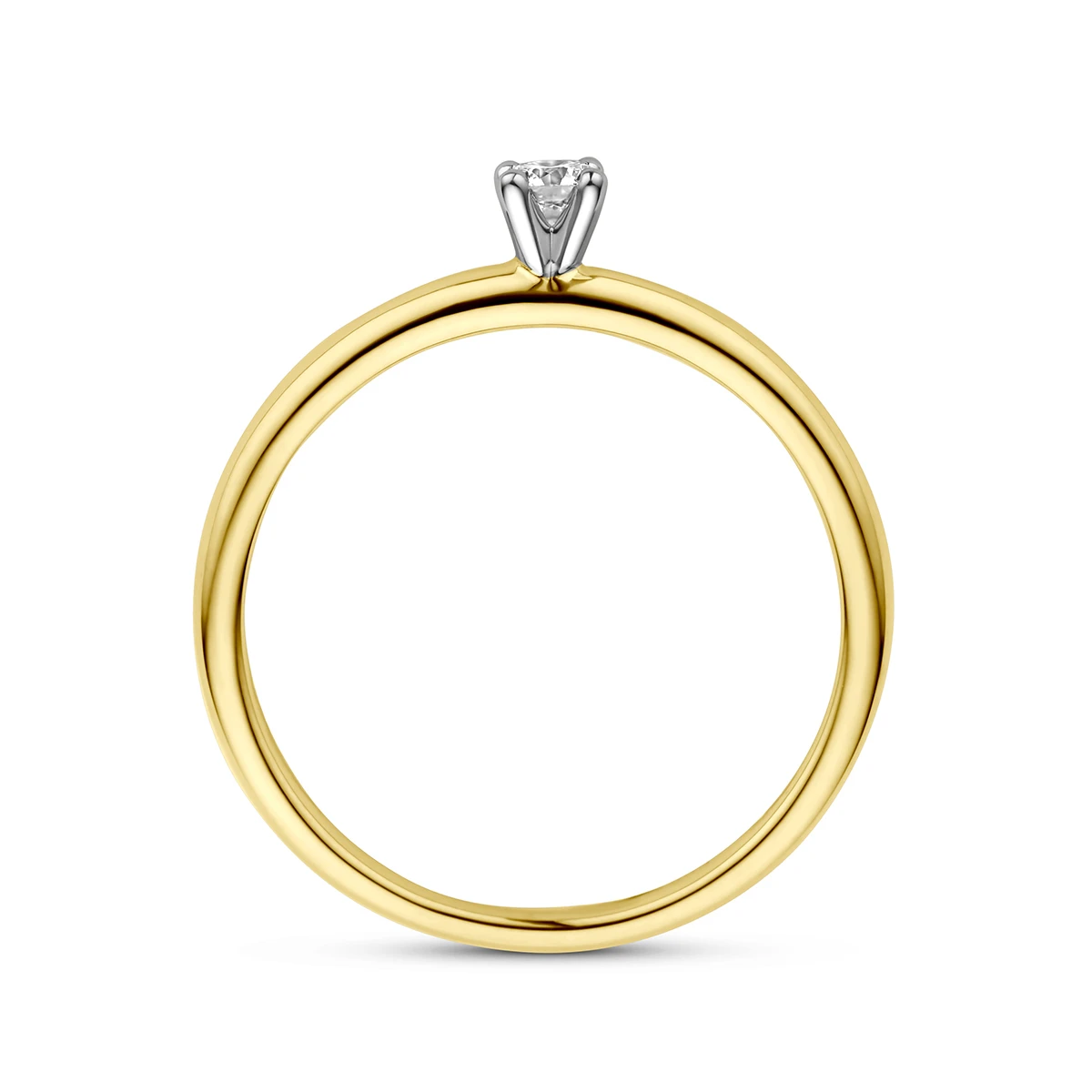 ring diamant 0.09ct h si 14K bicolor goud geel/wit