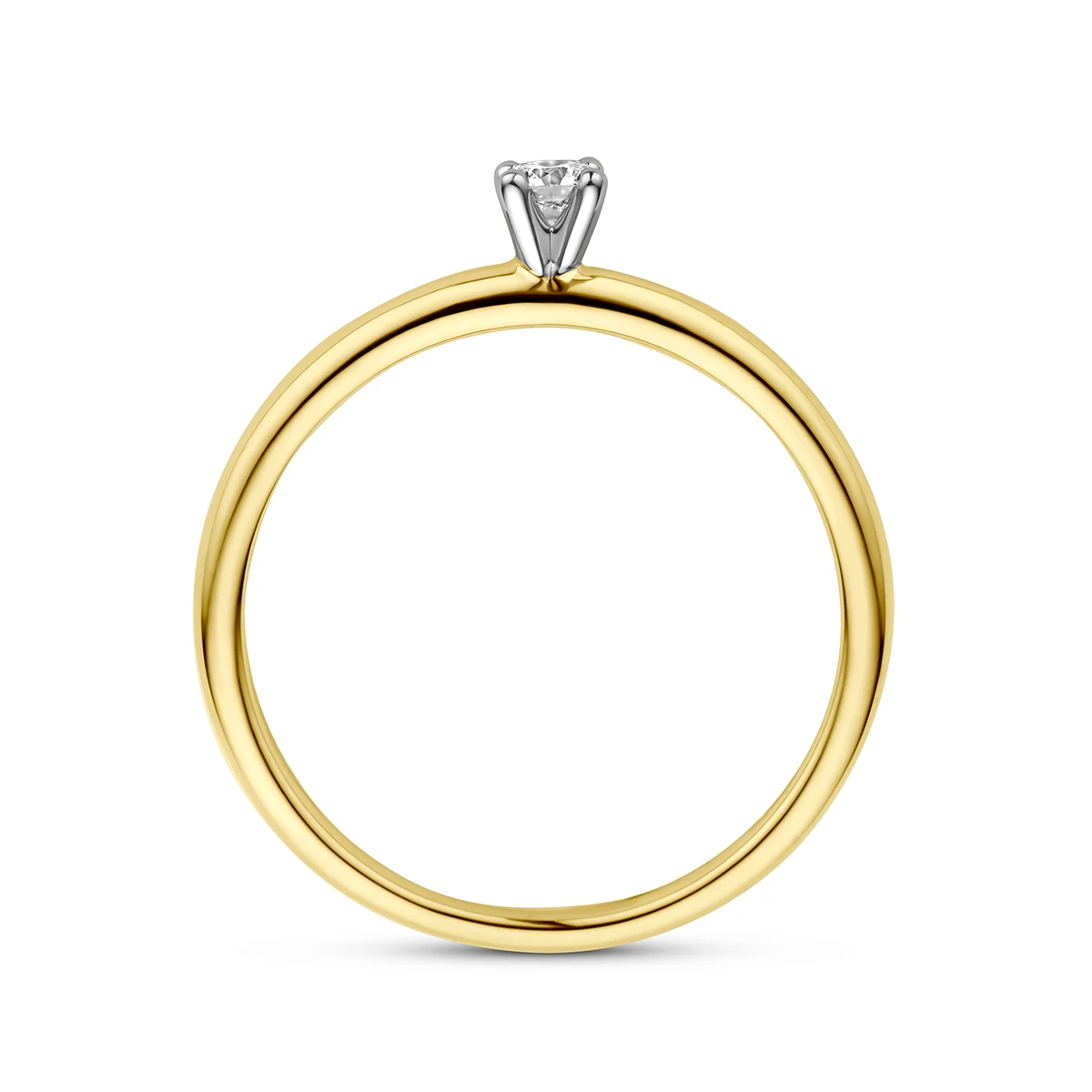 ring diamant 0.09ct h si 14K bicolor goud geel/wit