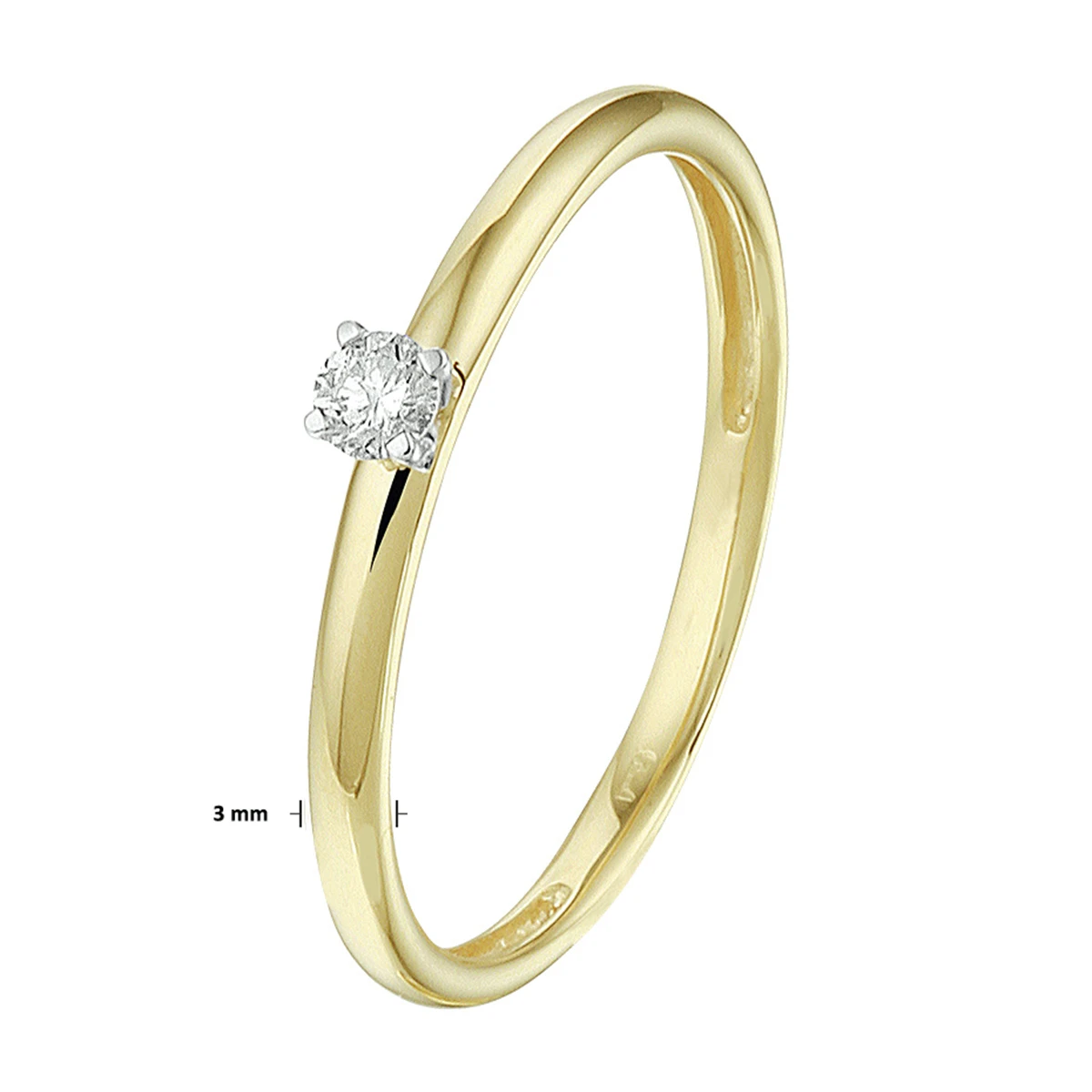 ring diamant 0.09ct h si 14K bicolor goud geel/wit