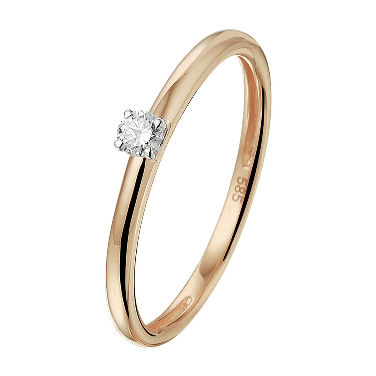 ring diamant 0.09ct h si 14K bicolor goud rosé/wit