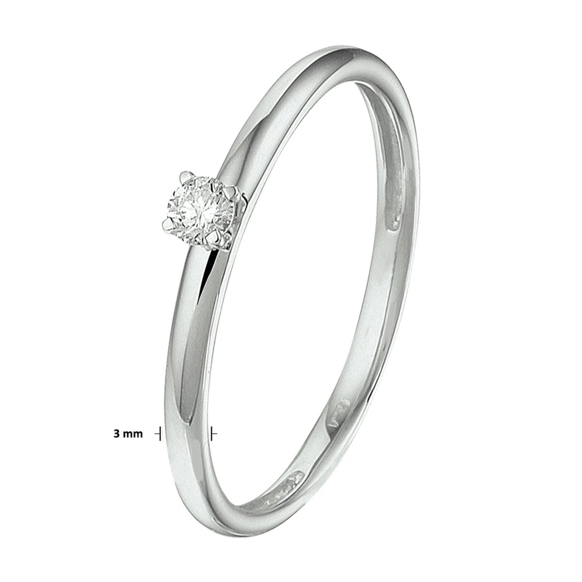 ring diamant 0.09ct h si 14K witgoud met palladium