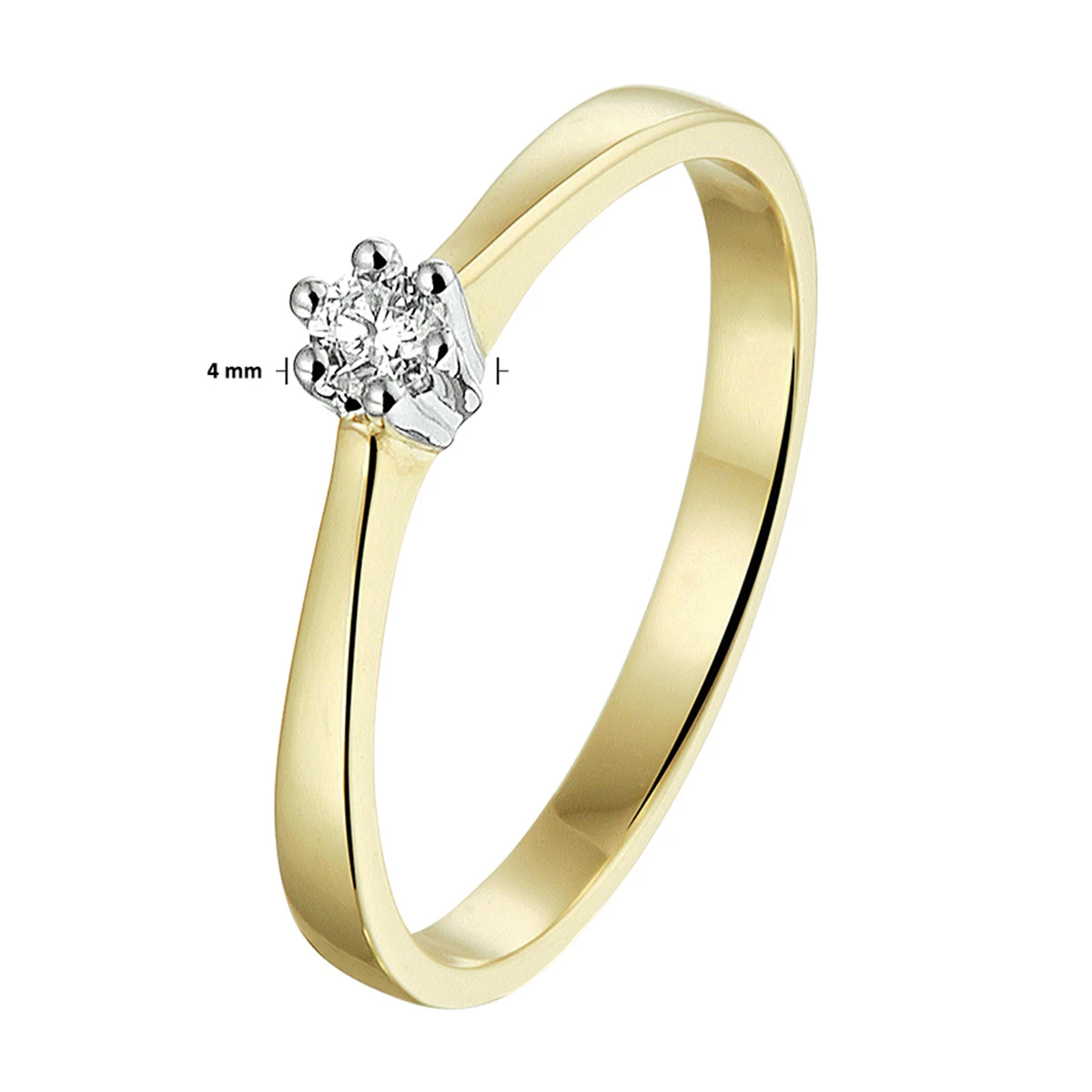 ring diamant 0.10ct h si 14K bicolor goud geel/wit