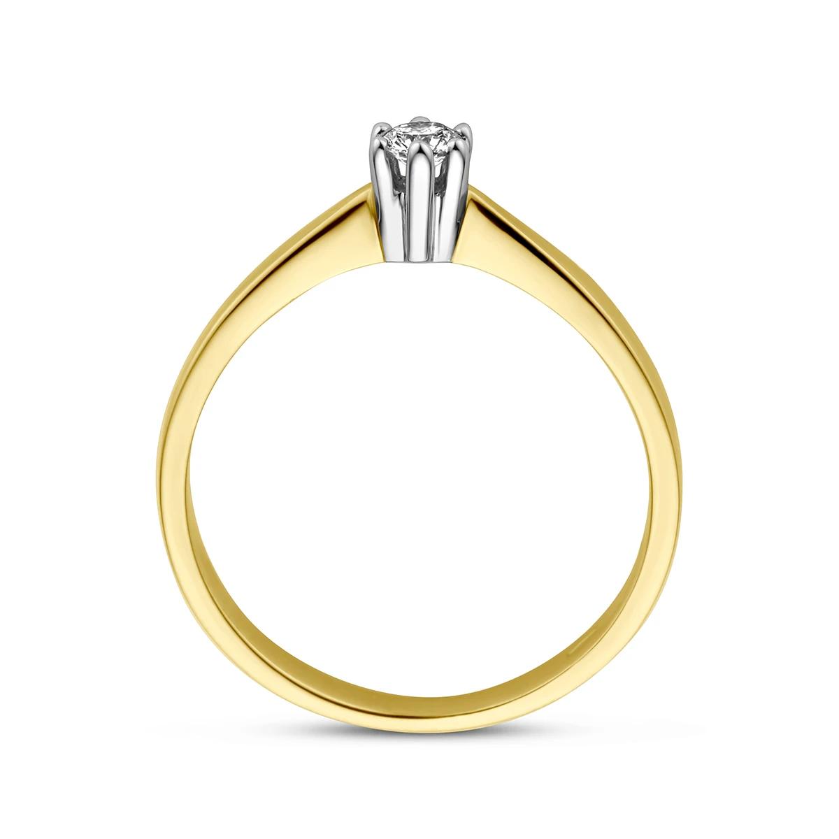 ring diamant 0.10ct h si 14K bicolor goud geel/wit