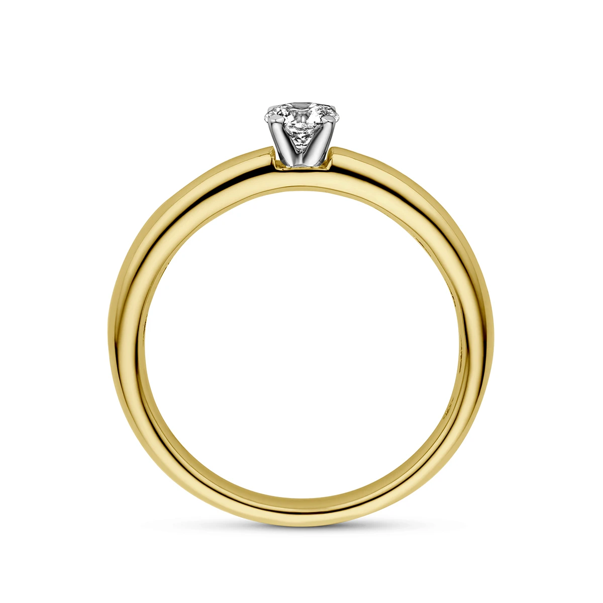 ring diamant 0.10ct h si 14K bicolor goud geel/wit