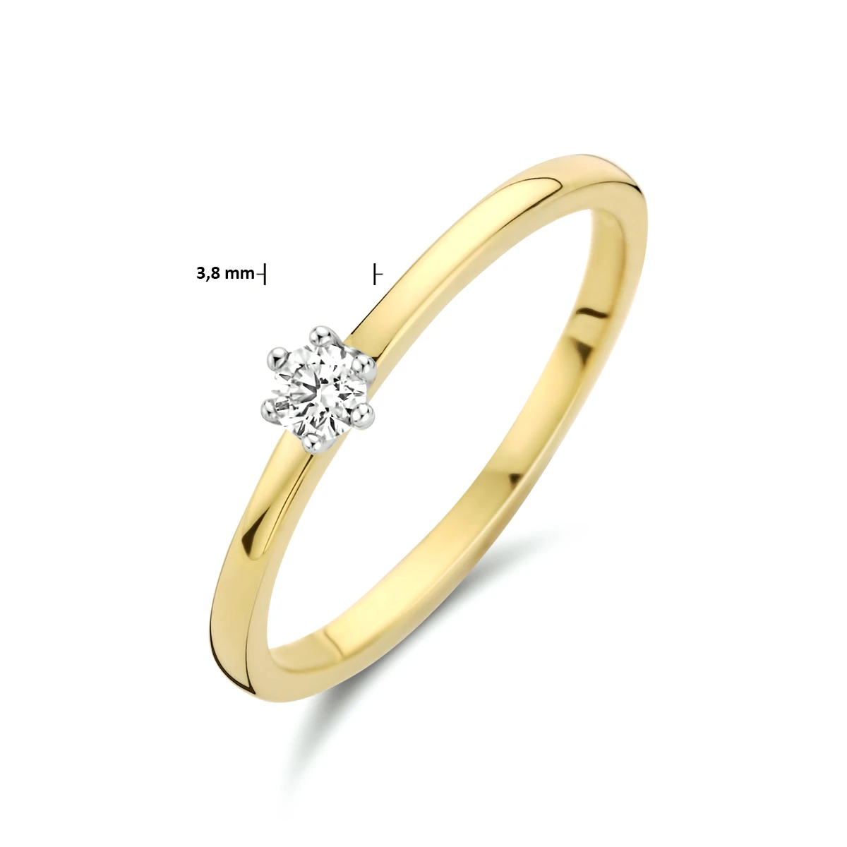 ring diamant 0.10ct h si 14K bicolor goud geel/wit