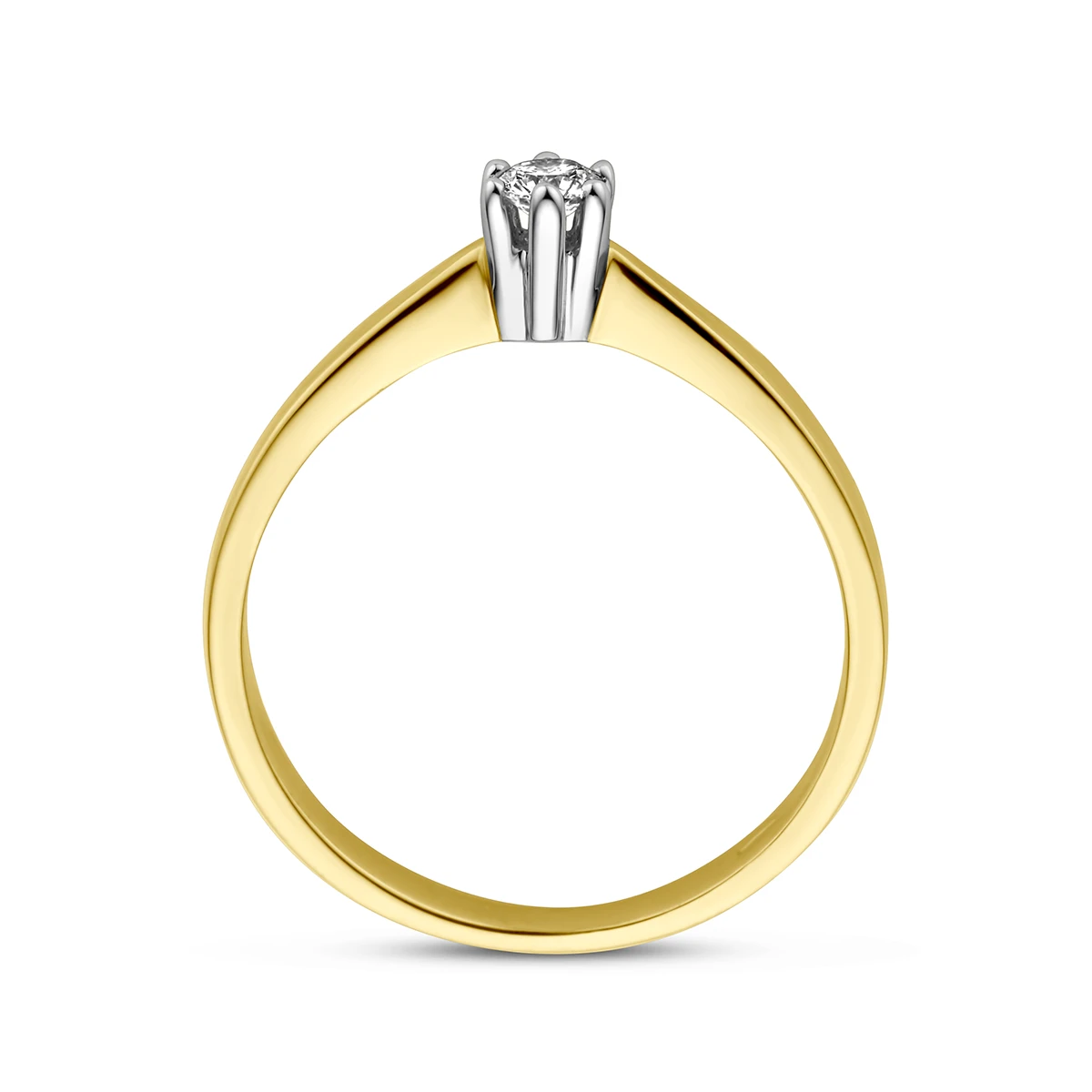ring diamant 0.10ct h si 14K bicolor goud geel/wit