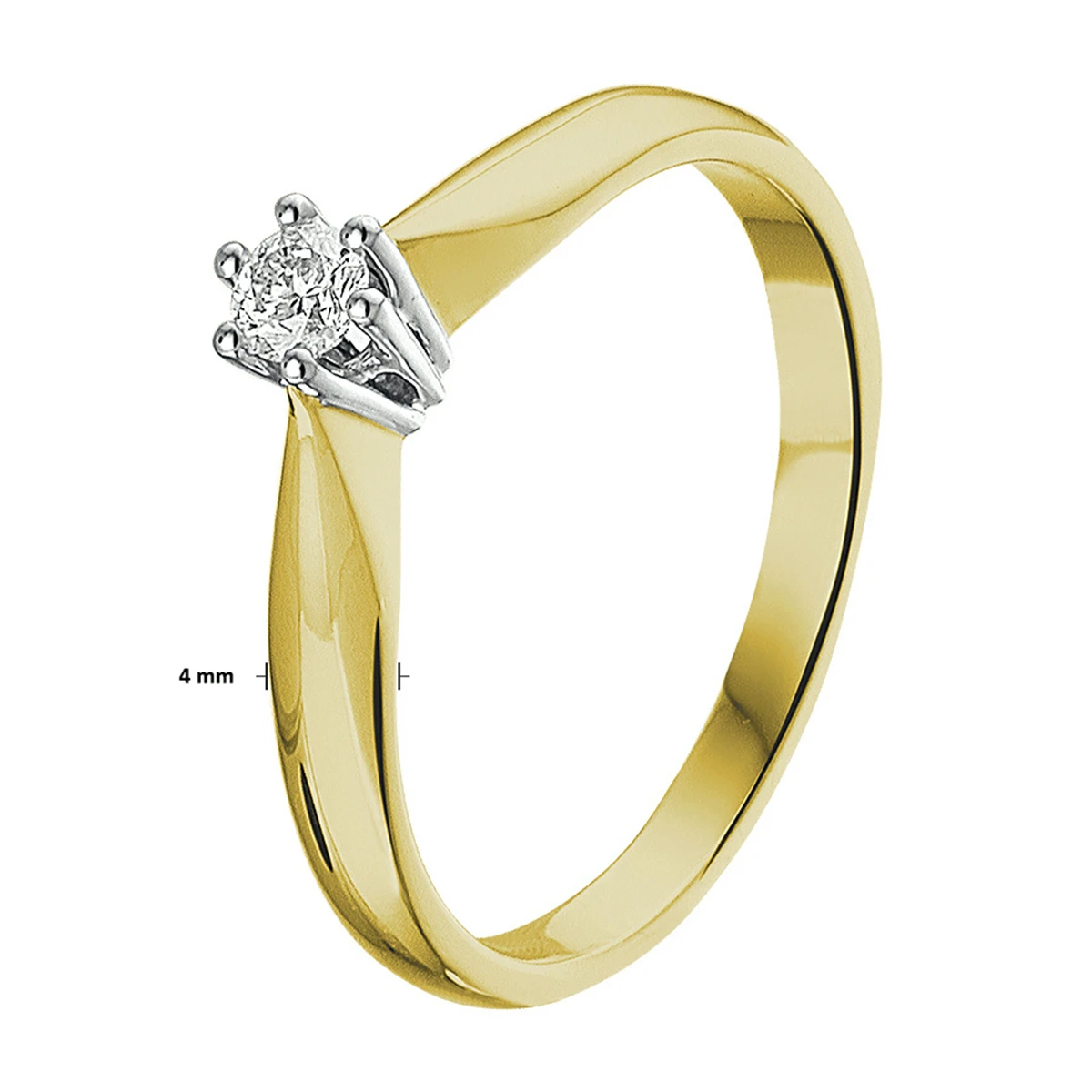 ring diamant 0.10ct h si 14K bicolor goud geel/wit