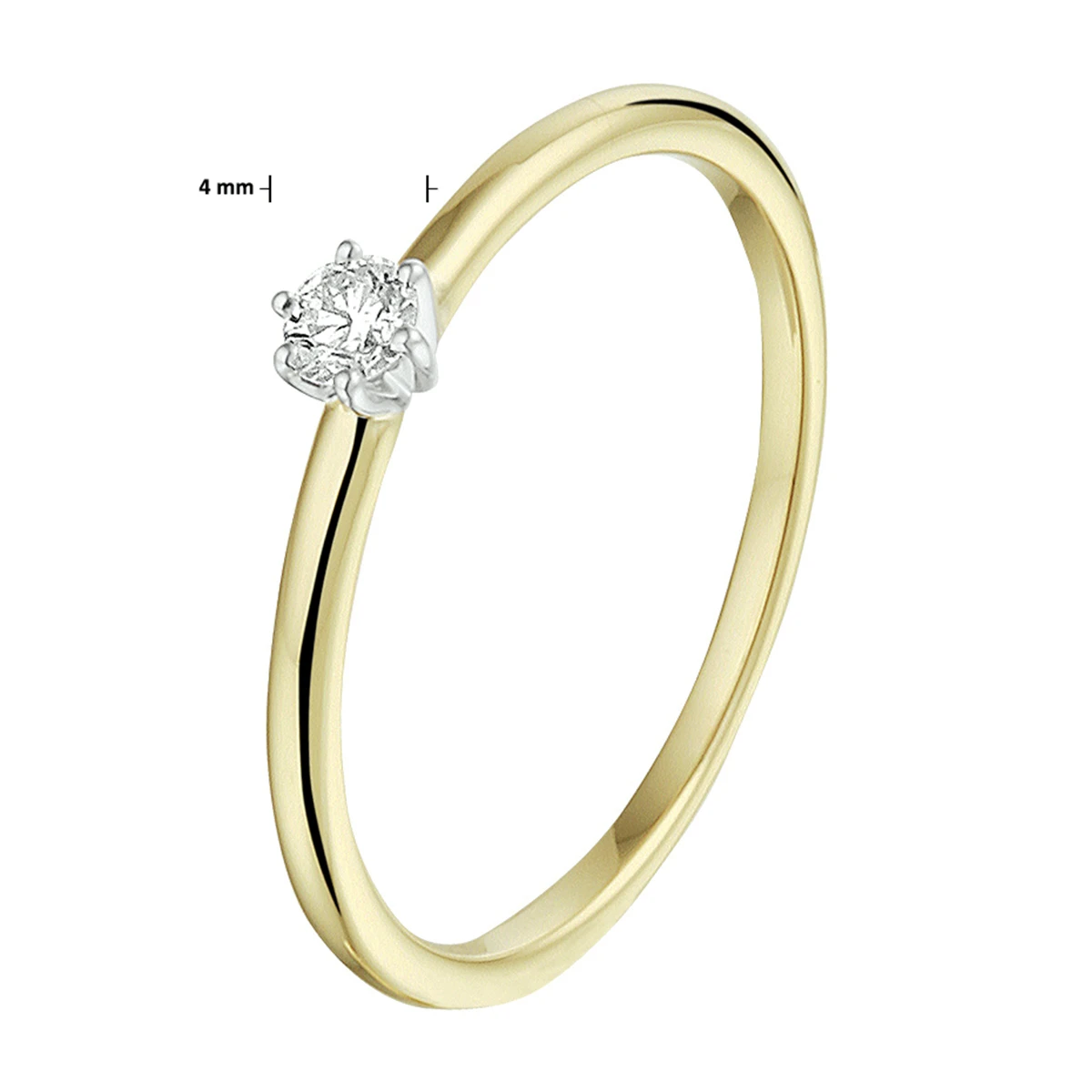 ring diamant 0.10ct h si 14K bicolor goud geel/wit