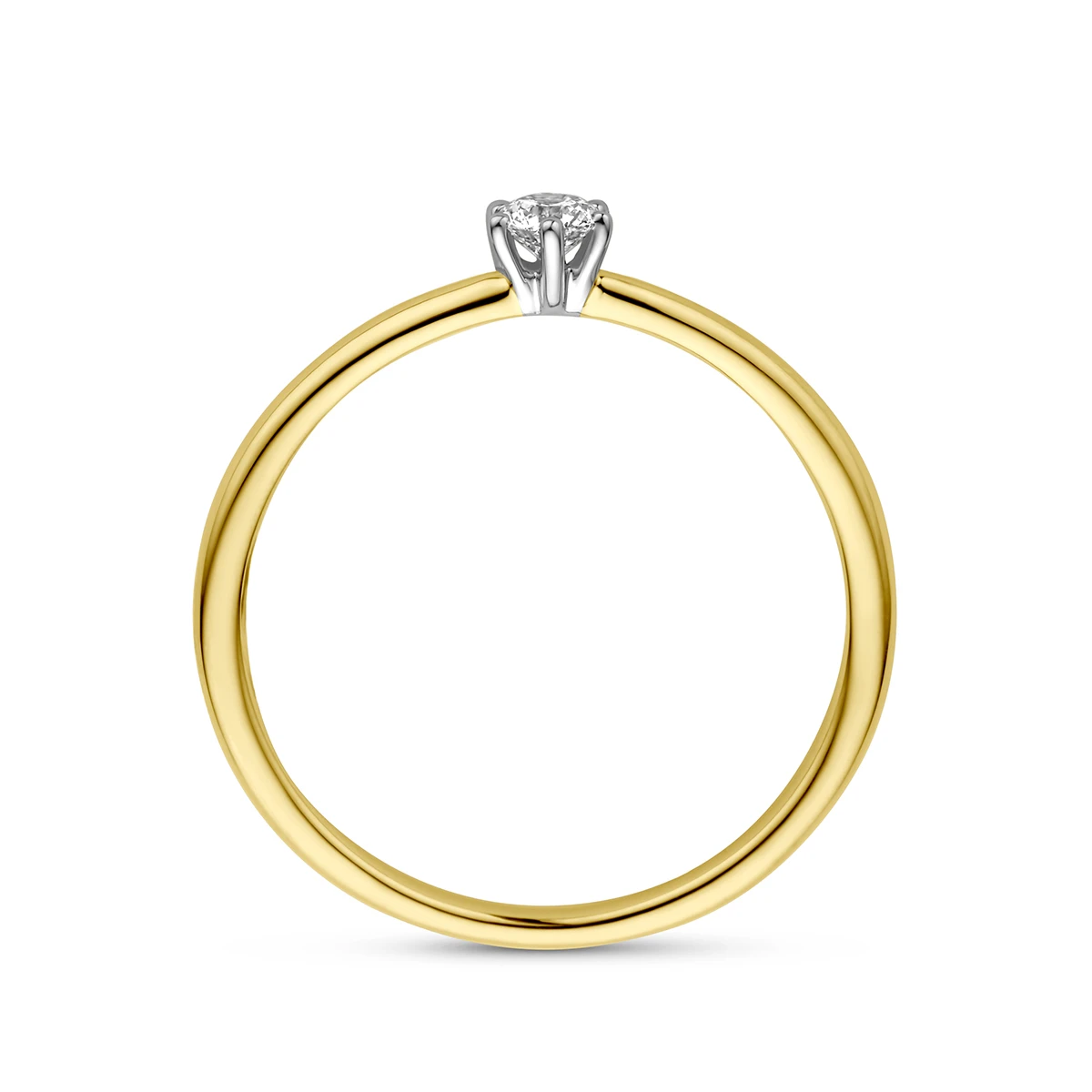 ring diamant 0.10ct h si 14K bicolor goud geel/wit