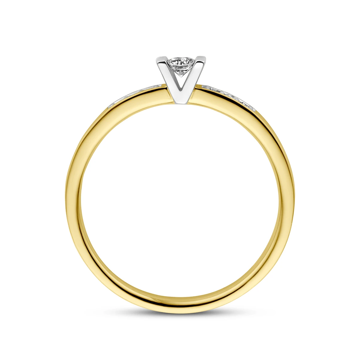 ring diamant 0.12ct h si 14K bicolor goud geel/wit